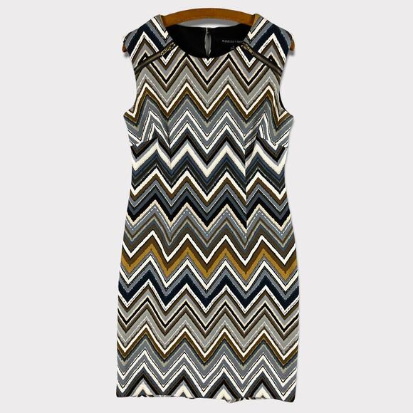 Madison Leigh Chevron Sheath Dress Size 6 Polyester Spandex Gray - Picture 1 of 8